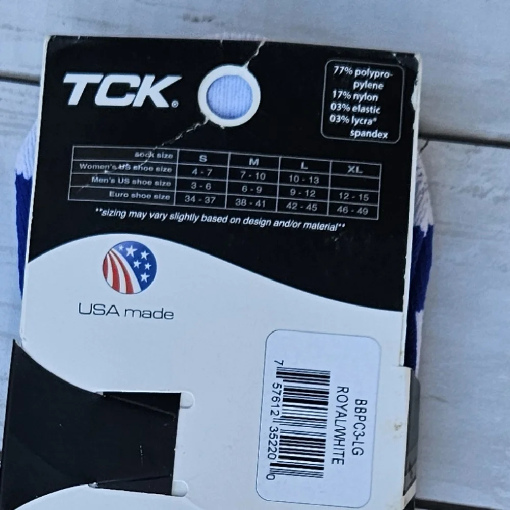 TCK Performance Royal Blue White Striped Sports Socks Mens Large Basketball NEW‎